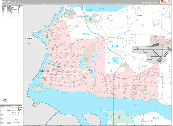Niagara Falls Zip Code Wall Map